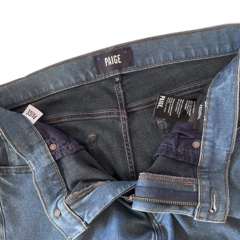 PAIGE Men's Federal Tailored Slim Straight Medium Wash Jeans size 33x31